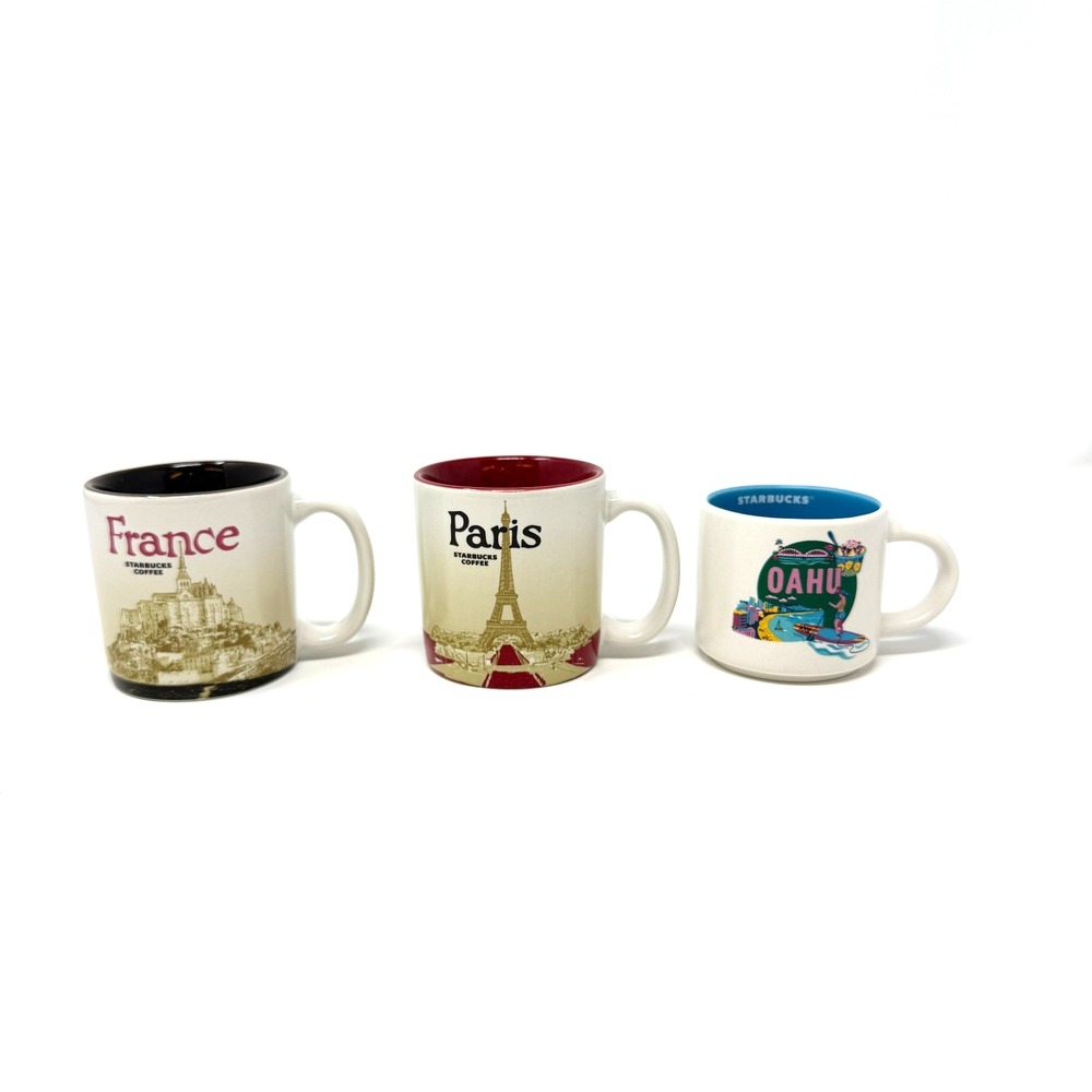 Starbucks Mini Mug Lot Paris France Oahu Espresso Demitasse 2oz 3oz